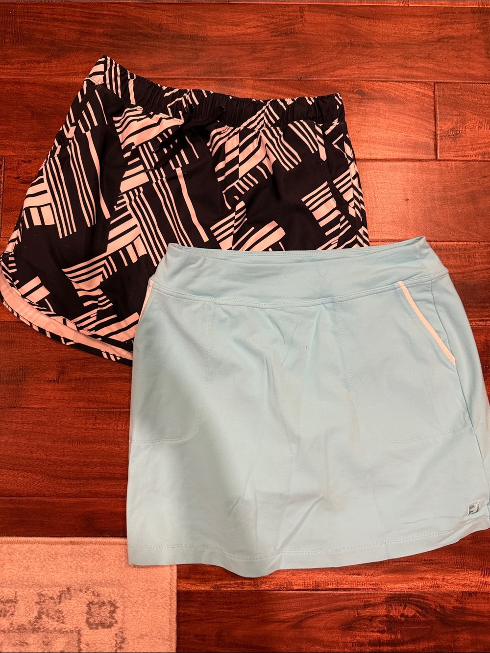Light Blue Active Skort with Black & White Printed Skirt Duo